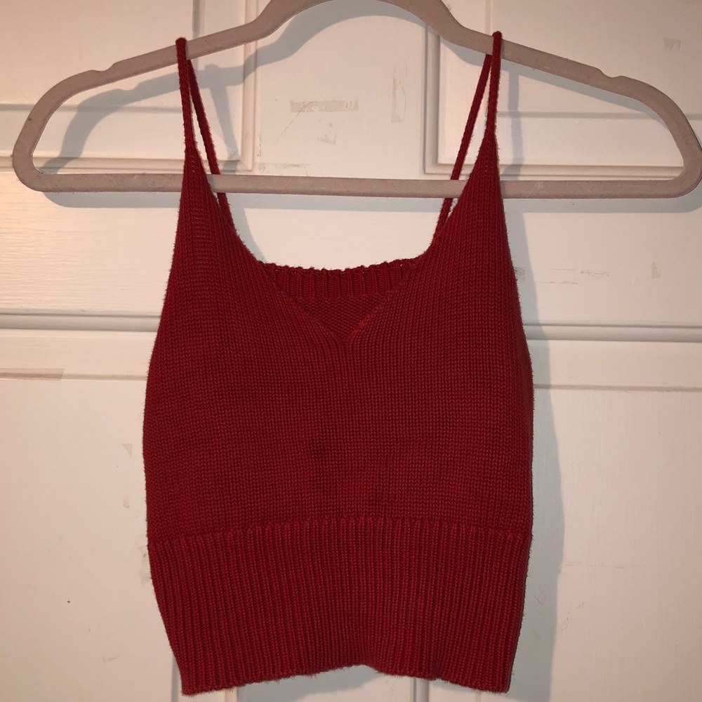 Red Knitted Crop Top - Size S/M